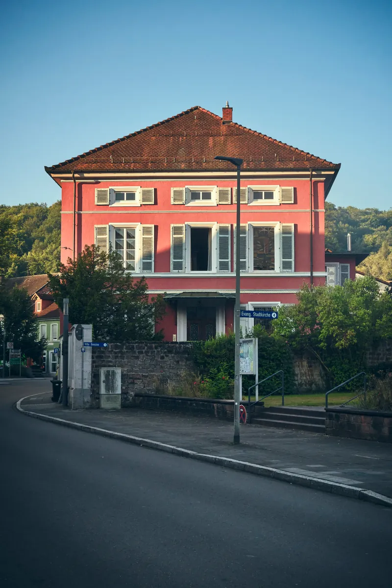 Pink villa on a Landstuhl street corner